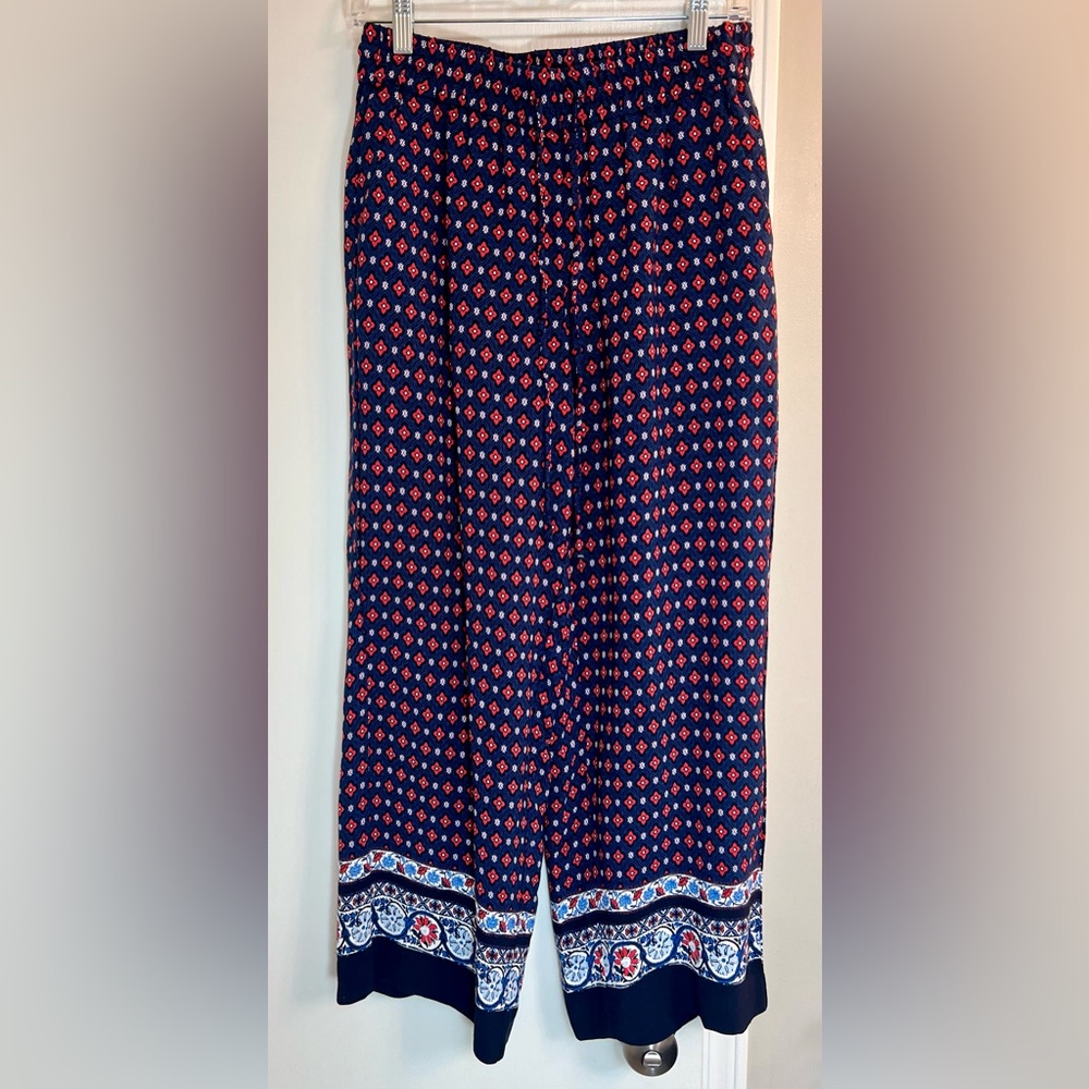 Loft Floral Print Wide Leg Pants